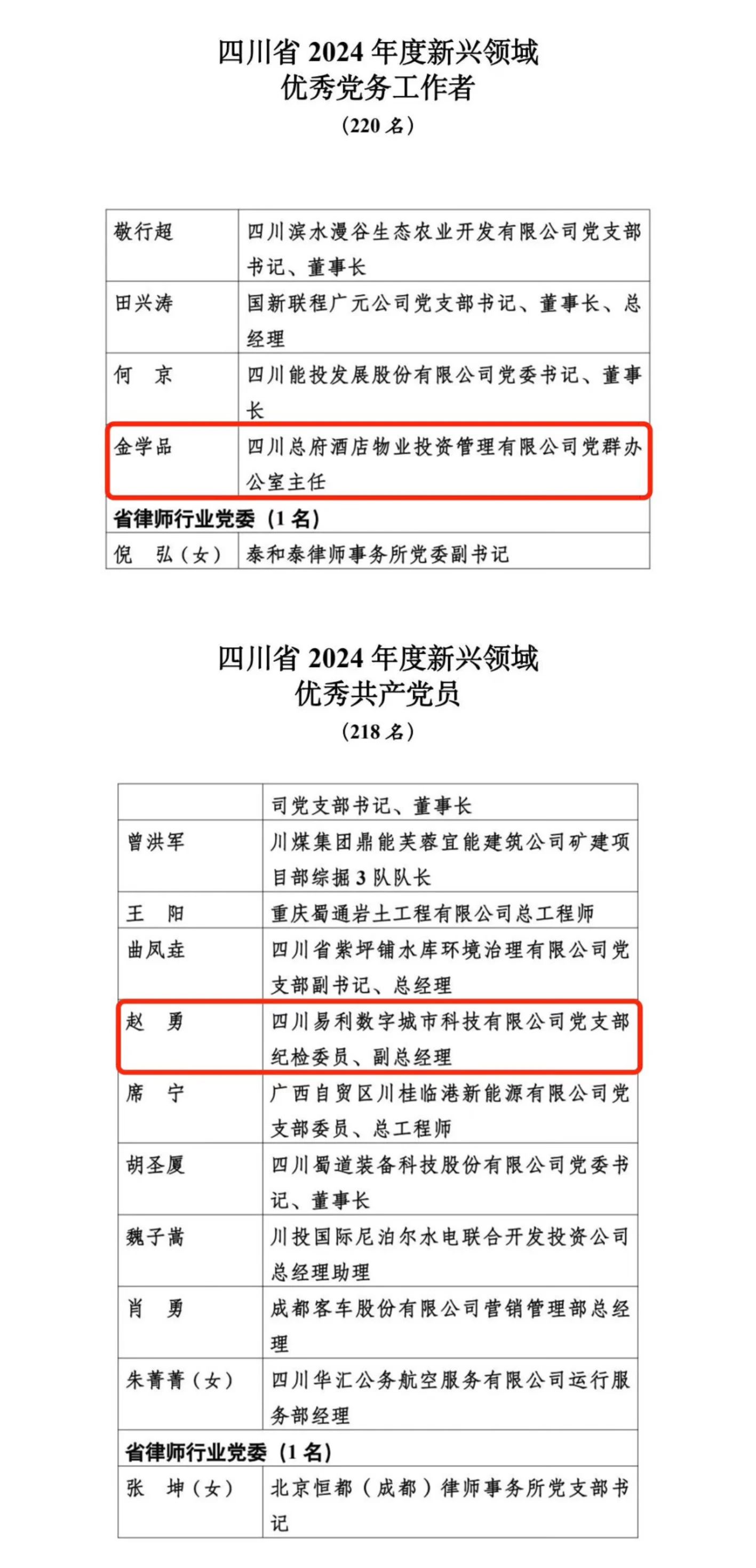 喜报！2024年度新兴领域“两优一先”表彰出炉，，，，，省腾龙国际平台集团2人上榜